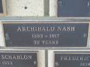 
Archibald NASH,
1885 - 1917 age 32 years;
Engelsburg Methodist Pioneer Cemetery, Kalbar, Boonah Shire
