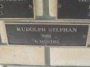 
Rudolph STEPHAN,
1901 aged 6 months;
Engelsburg Methodist Pioneer Cemetery, Kalbar, Boonah Shire
