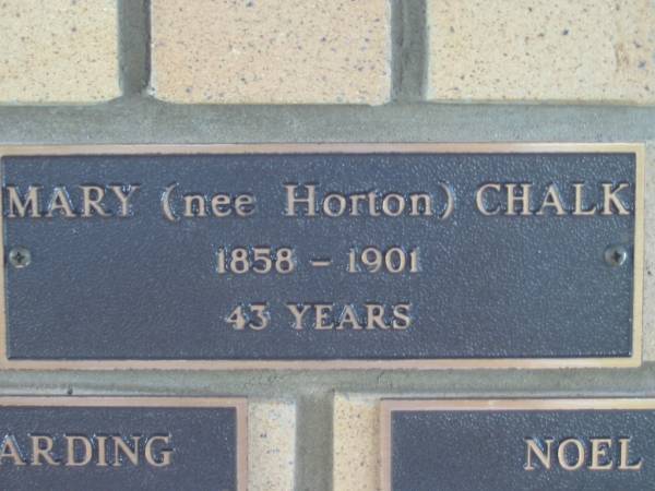 Mary (nee HORTON) CHALK,  | 1858 - 1901 aged 43 years;  | Engelsburg Methodist Pioneer Cemetery, Kalbar, Boonah Shire  | 