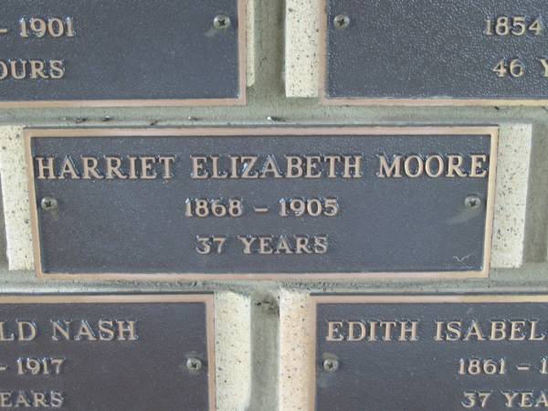 Harriet Elizabeth MOORE,  | 1868 - 1905 aged 37 years;  | Engelsburg Methodist Pioneer Cemetery, Kalbar, Boonah Shire  | 