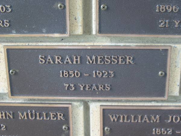 Sarah MESSER,  | 1850 - 1923 aged 73 years;  | Engelsburg Methodist Pioneer Cemetery, Kalbar, Boonah Shire  | 