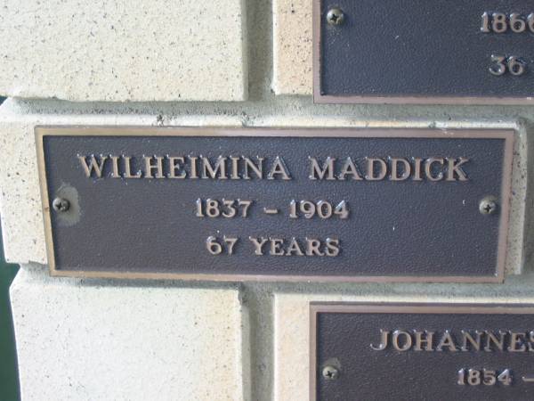 Wilheimina MADDICK,  | 1837 - 1904 aged 67 years;  | Engelsburg Methodist Pioneer Cemetery, Kalbar, Boonah Shire  | 