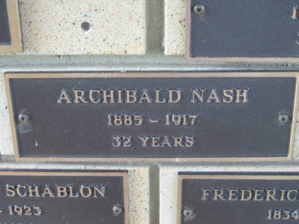 Archibald NASH,  | 1885 - 1917 age 32 years;  | Engelsburg Methodist Pioneer Cemetery, Kalbar, Boonah Shire  | 