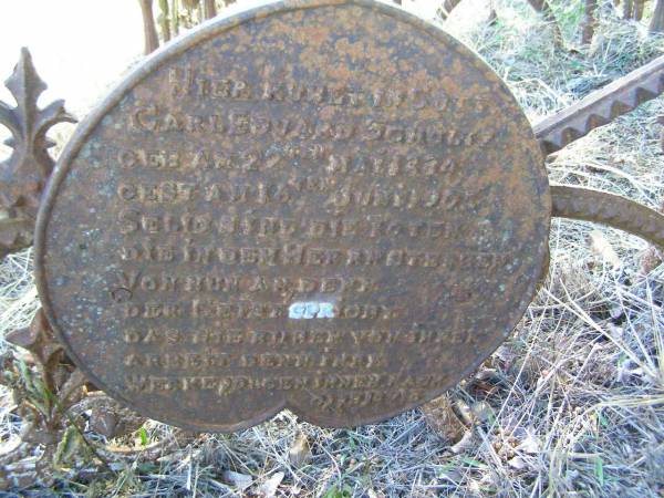 Carl Eduard SCHOLTZ,  | born 22 May 1834,  | died 16 June 1905;  | Kalbar St Marks's Lutheran cemetery, Boonah Shire  | 