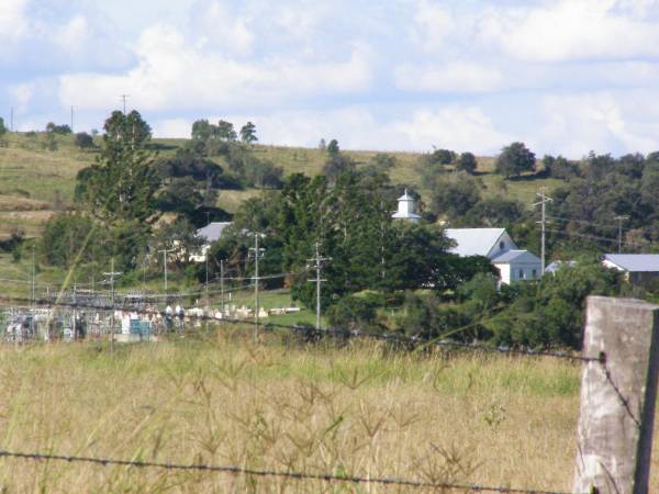 looking toward the present Lutheran Church,  | Kalbar St Marks's Lutheran cemetery, Boonah Shire  | 