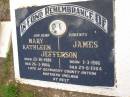 
parents;
Mary Kathleen JEFFERSON,
born 22-10-1919 died 26-3-1986;
James JEFFERSON,
born 1-3-1916 died 29-8-1984;
late of Derriaghy County Antrim, Northern Ireland;
Kandanga Cemetery, Cooloola Shire

