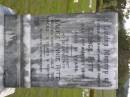 
George PITT, husband father,
died 18 Aug 1930 aged 61 years;
Alice Annie PITT, mother,
died 5 July 1965 aged 98 years 9 months;
Kandanga Cemetery, Cooloola Shire
