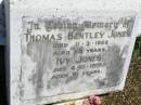 
Thomas Bentley JONES,
died 11-3-1968 aged 88 years;
Ivy JONES,
died 4-10-1977 aged 91 years;
Kandanga Cemetery, Cooloola Shire
