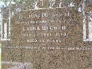 
Laura BECKER, wife daughter,
died 25 Oct 1940 aged 30 years;
Kandanga Cemetery, Cooloola Shire
