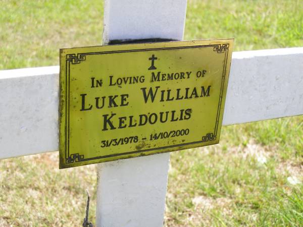 Luke William KELDOULIS,  | 31-3-1978 - 14-10-2000;  | Kandanga Cemetery, Cooloola Shire  | 