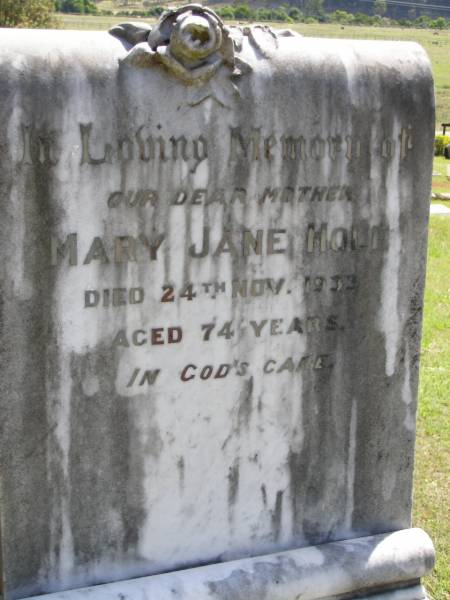 Mary Jane HOLE, mother,  | died 24 Nov 1933 aged 74 years;  | Kandanga Cemetery, Cooloola Shire  | 