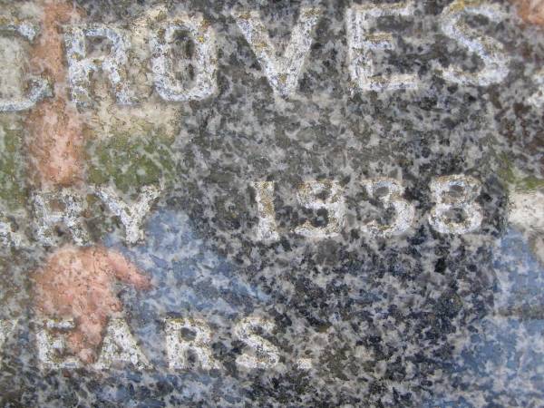 George GROVES, husband father,  | died 27 Dec 1936? aged 74 years;  | Mary Jane GROVES, mother,  | died 1 Jan 1938 aged 71 years;  | Kandanga Cemetery, Cooloola Shire  | 