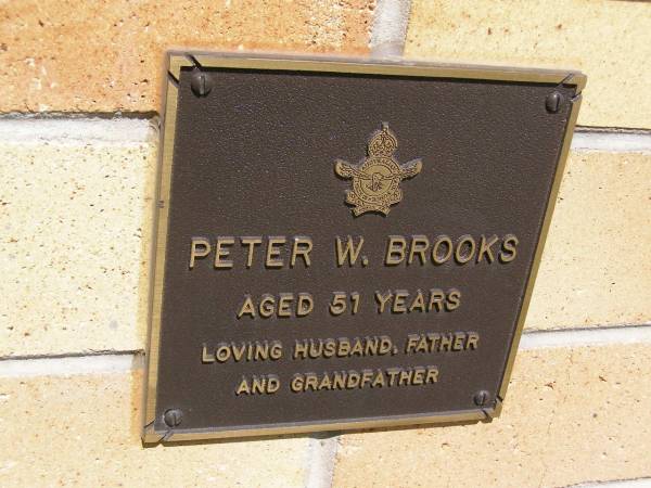 Peter W. BROOKS,  | aged 51 years,  | husband father grandfather;  | Kandanga Cemetery, Cooloola Shire  | 