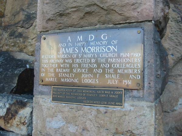 (memory of) James MORRISON  | Jul 1931  | St Mary's Anglican Church, Kangaroo Point, Brisbane  | 