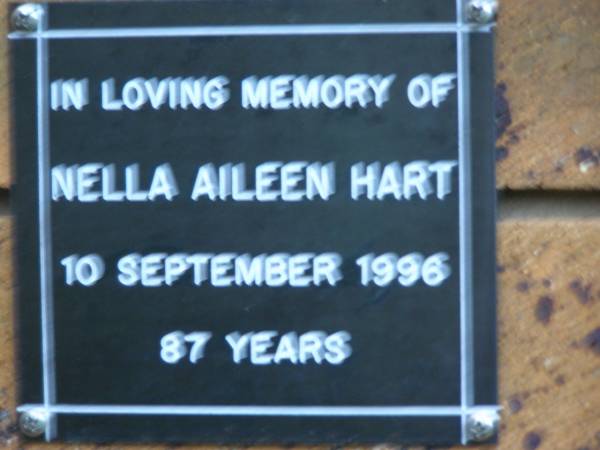 Nella Aileen HART  | d: 10 Sep 1996, aged 87  | Kenmore-Brookfield Anglican Church, Brisbane  | 