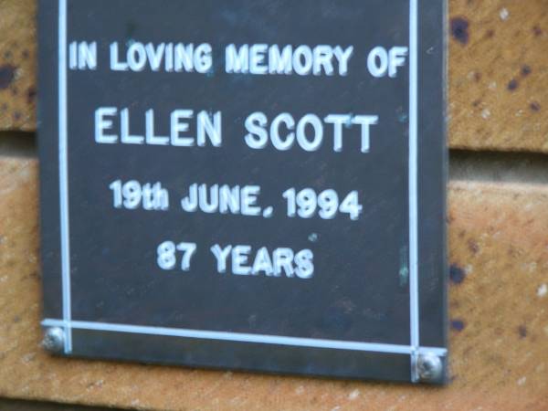 Ellen SCOTT  | d: 19 Jun 1994, aged 87  | Kenmore-Brookfield Anglican Church, Brisbane  | 