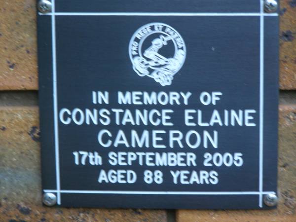 Constance Elaine CAMERON  | d: 17 Sep 2005, aged 88  | Kenmore-Brookfield Anglican Church, Brisbane  | 