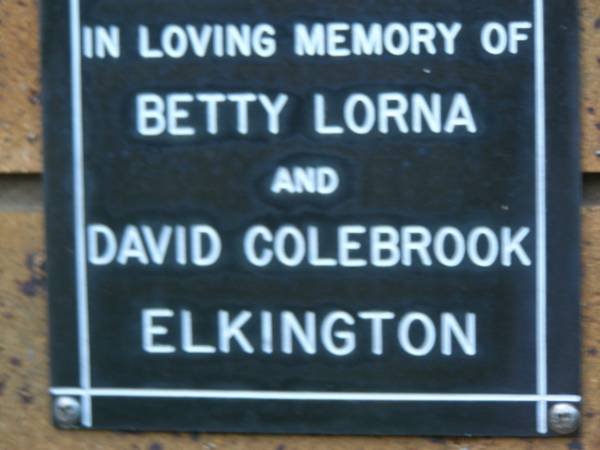 Betty Lorna ELKINGTON  | David Colebrook ELKINGTON  | Kenmore-Brookfield Anglican Church, Brisbane  | 