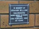Graham William SAUNDERS d: 29 feb 1988, aged 55 Kenmore-Brookfield Anglican Church, Brisbane 