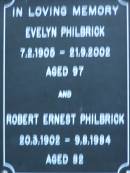 Evelyn PHILBRICK b: 7 Feb 1905, d: 21 Sep 2002, aged 97 Robert Ernest PHILBRICK b: 20 Mar 1902, d: 9 Aug 1984, aged 82 Kenmore-Brookfield Anglican Church, Brisbane 