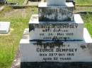
Rebecca DEMPSEY,
born Scotland,
died 24 May 1900 aged 70 years;
George DEMPSEY, son,
died 20 Oct 1915 aged 52 years;
James DEMPSEY, husband,
died 30 March 1865 aged 40 years,
interred in Brisbane;
John DEMPSEY,
born Skibbereen, Country Cork, Ireland,
died 11 May 1917 aged 64 years;
Bridget DEMPSEY, wife,
born Ballymooney, Kings County, Ireland,
died 14 Dec 1879 aged 29 years;
Kevin FITTON, grandson,
aged 5 months;
Daniel DEMPSEY,
died 10 Sept 1922 aged 73 years;
James DEMPSEY,
died 23 Dec 1928 aged 68 years;
Mary Ellen FITTON, wife mother,
died 13 Sept 1947 aged 69 years;
St Johns Catholic Church, Kerry, Beaudesert Shire
