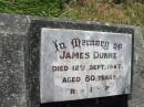
James DUNNE,
died 12 Sept 1967 aged 80 years;
St Johns Catholic Church, Kerry, Beaudesert Shire
