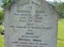 
Patrick WARD,
born Cummertha County Monaghan Ireland,
died 4 June 1902 aged 64 years;
Annie, wife of Patrick WARD,
born Longford Kings County Ireland,
died 30 April 1924 aged 69 years;
infant daughter of Pat & Mary WARD;
St Johns Catholic Church, Kerry, Beaudesert Shire
