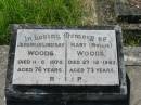
Jeremiah Lindsay WOODS,
died 11-6-1878 aged 76 years;
Mary (Mollie) WOODS,
died 27-12-1983 aged 73 years;
St Johns Catholic Church, Kerry, Beaudesert Shire
