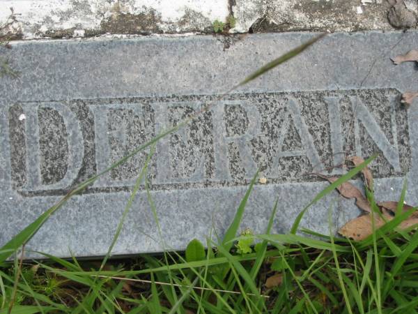 James Philip DEERAIN, husband,  | died 3 June 1959 aged 73 years;  | Annie Mary DEERAIN, wife mother,  | died 2 March 1970 aged 76 years;  | St John's Catholic Church, Kerry, Beaudesert Shire  | 