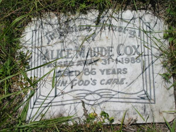 Alice Maude COX,  | died 31-1-1988 aged 86 years;  | St John's Catholic Church, Kerry, Beaudesert Shire  | 