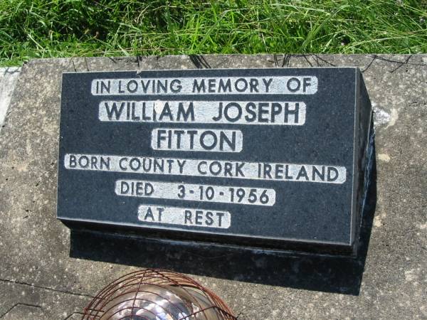 William Joseph FITTON,  | born County Cork Ireland,  | died 3-10-1956;  | St John's Catholic Church, Kerry, Beaudesert Shire  | 