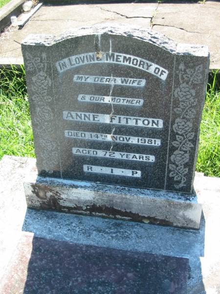 Anne FITTON, wife mother,  | died 14 Nov 1981 aged 72 years;  | St John's Catholic Church, Kerry, Beaudesert Shire  | 