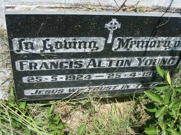 Francis Alton YOUNG,  | 25-5-1924 - 25-4-198?;  | St John's Catholic Church, Kerry, Beaudesert Shire  | 