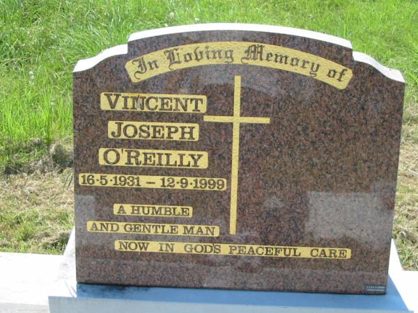 Vincent Joseph O'REILLY,  | 16-5-1931 - 12-9-1999;  | St John's Catholic Church, Kerry, Beaudesert Shire  | 