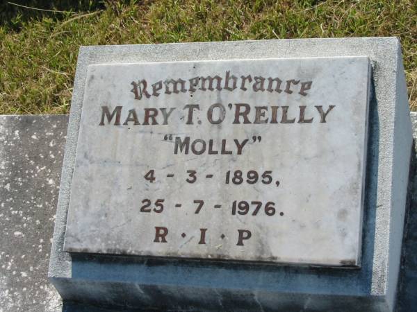 Mary T. O'REILLY (Molly),  | 4-3-1895 - 25-7-1976;  | St John's Catholic Church, Kerry, Beaudesert Shire  | 