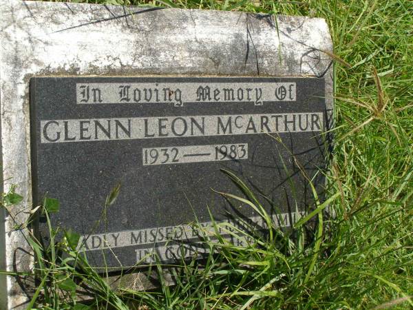 Glenn Leon MCARTHUR,  | 1932 - 1983;  | Kilkivan cemetery, Kilkivan Shire  | 