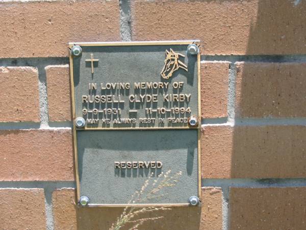 Russell Clyde KIRBY,  | 9-9-1931 - 11-10-1994;  | Kilkivan cemetery, Kilkivan Shire  | 