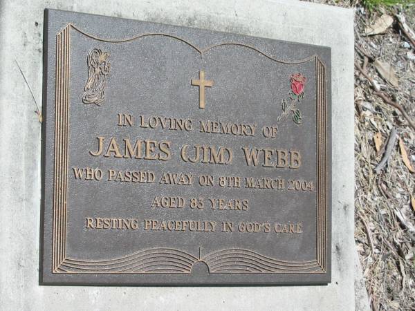 James (Jim) WEBB,  | died 8 March 2004 aged 83 years;  | Kilkivan cemetery, Kilkivan Shire  | 