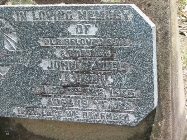 John Daniel (Dan) LUNDH,  | son brother,  | died 7 Feb 1945 aged 18 years;  | Kilkivan cemetery, Kilkivan Shire  | 