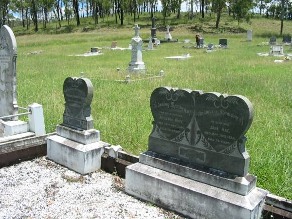 Jane RAY,  | wife mother,  | died 15 June 1932 aged 74 years;  | Joseph RAY,  | father,  | died 13 Mar 1944 aged 94 years;  | William Francis RAY,  | uncle,  | died 16 April 1931 aged 73 years;  | Kilkivan cemetery, Kilkivan Shire  | 