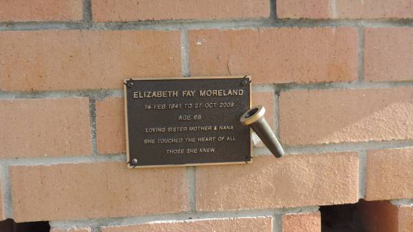 ElizabethFay MORELAND  | b: 14 Feb 1941  | d: 27 Oct 2009 aged 68  |   | Kilkivan cemetery, Kilkivan Shire  | 