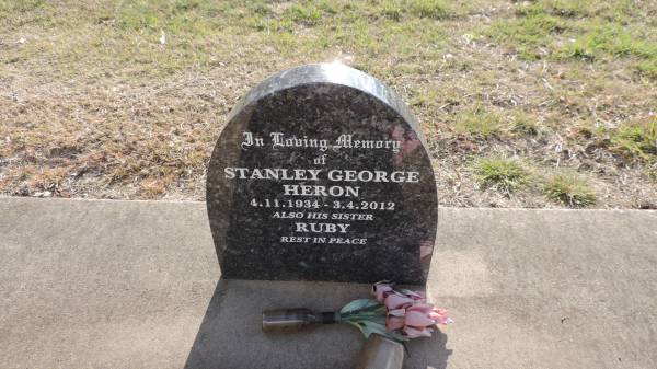 Stanley George HERON  | b: 4 Nov 1934  | d: 3 Apr 2012  |   | also his sister  | Ruby  |   | Kilkivan cemetery, Kilkivan Shire  | 