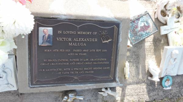 Victor Alexander MALUGA  | b: 19 Feb 1925  | d: 24 Sep 2009 aged 84  |   | Kilkivan cemetery, Kilkivan Shire  | 