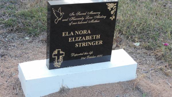 Elanora Elizabeth STRINGER  | d: 31 Oct 1970  |   | Kilkivan cemetery, Kilkivan Shire  | 