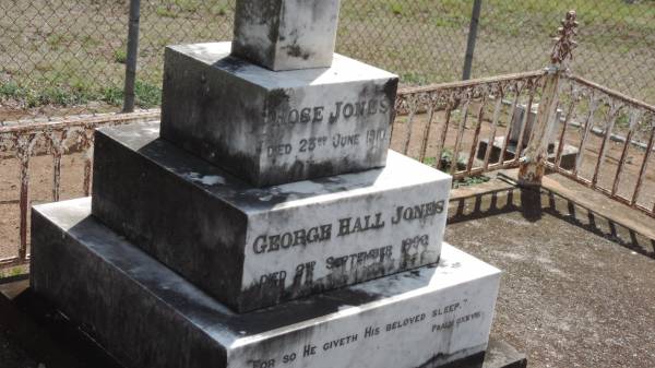George Hall JONES  | d 2 Sep 1898  |   | Rose JONES  | d: 23 Jun 1910  |   | Kilkivan station cemetery  | 