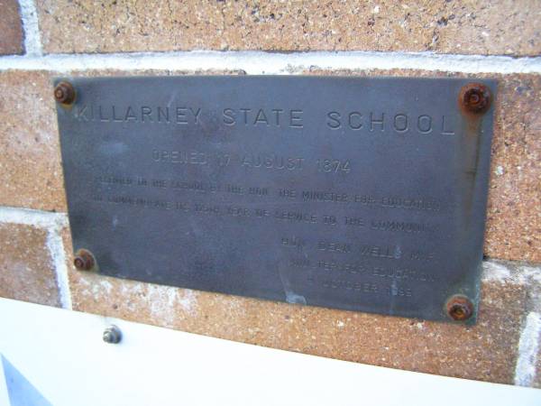 Killarney State School,  | opened 17 Aug 1874;  | Killarney, Warwick Shire  | 