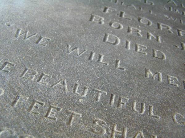 Lily,  | wife of Alexander E. JONES,  | died 6 Feb 1922 aged 33 years,  | erected by husband & children;  | [face down stone]  | children of E. & A. MORGAN,  | Harold Thomas,  | born 12 Aug 1892,  | died 23 Jan 1893;  | Jessie Beatrice,  | born 2? Aug 1879,  | died 6 June 1898;  | Florence Emily,  | born 30 July ????,  | died 7 June 1898;  | Killarney cemetery, Warwick Shire  | 