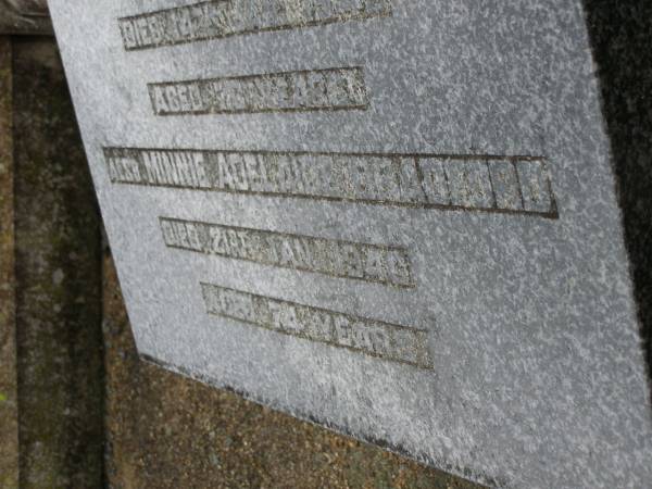 George Francis BRADFORD,  | died 14 Jan 1945 aged 76 years;  | Minnie Adelaide BRADFORD,  | died 21 Jan 1946 aged 74 years;  | Killarney cemetery, Warwick Shire  | 