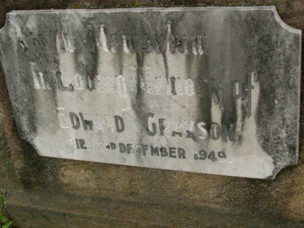 Edward GRAYSON,  | died 2 Dec 1949;  | Killarney cemetery, Warwick Shire  | 