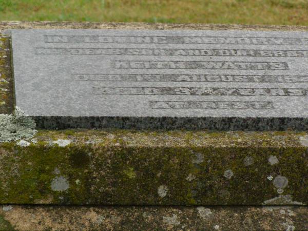 Keith WATTS,  | son brother,  | died 1 Aug 1948 aged 37 years;  | Killarney cemetery, Warwick Shire  | 